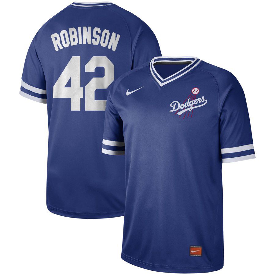 Men Los Angeles Dodgers #42 Robinson Blue Nike Cooperstown Collection Legend V-Neck MLB Jersey->los angeles dodgers->MLB Jersey